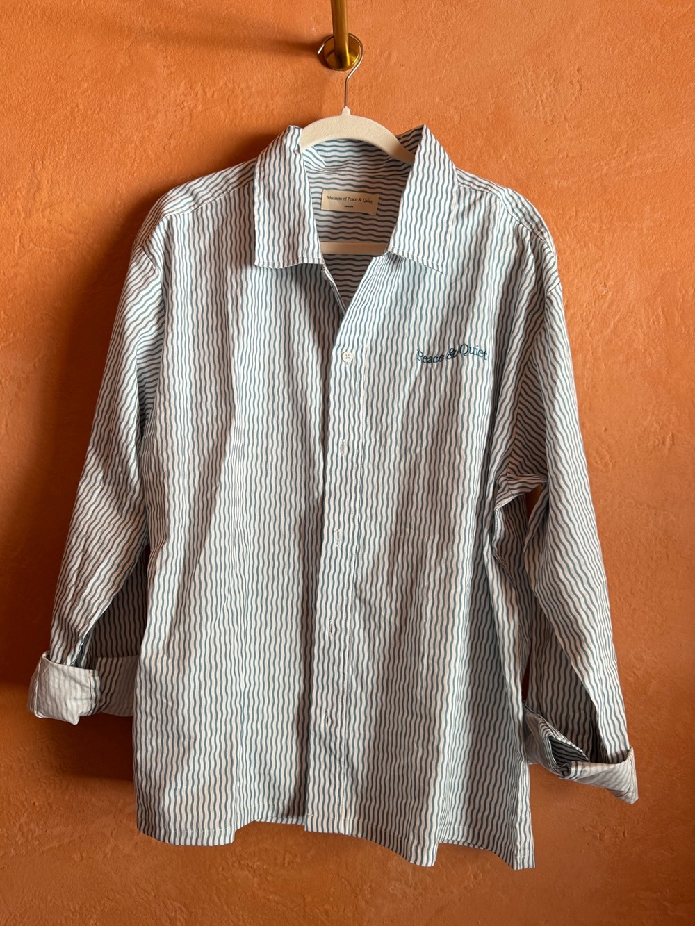 Museum of Peace & Quiet Stripe Shirt Logo Button Down Medium
